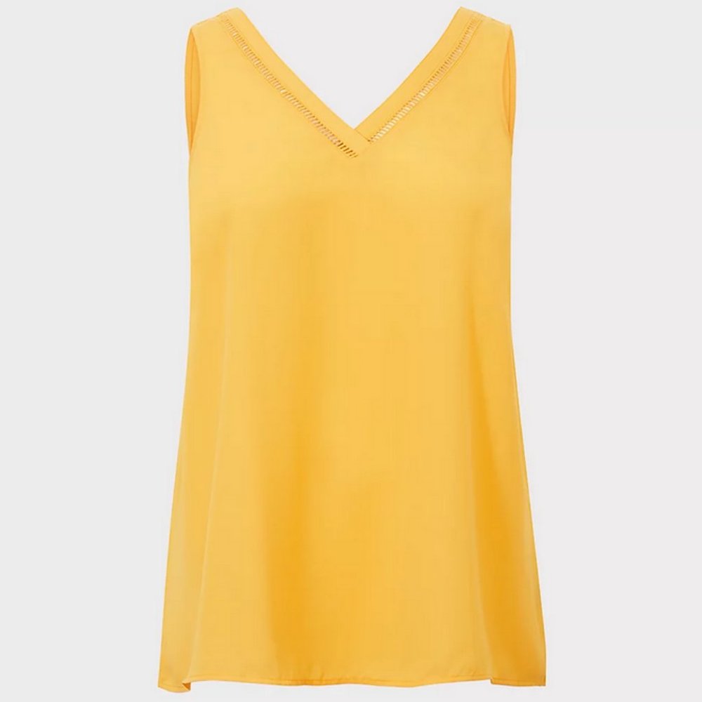 🍒 TORRID Georgette Eyelet Trim Tank Top Yellow PLUS Sz 1 / 1X